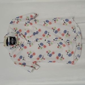 Five Points Slim Fit Flex Pineapple and Cocktail Print Shirt Size M